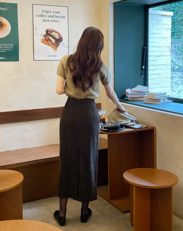 Forest Suede H-Line Long Skirt